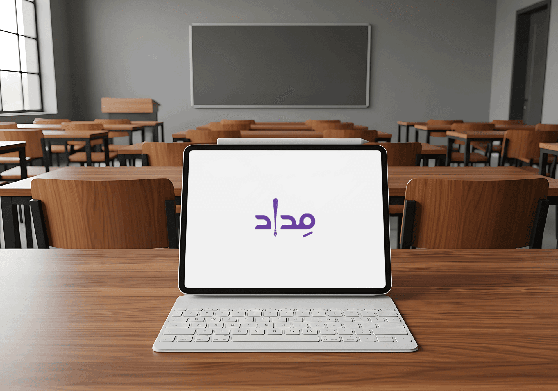 واجهة منصة مِداد داخل فصل دراسي حديث